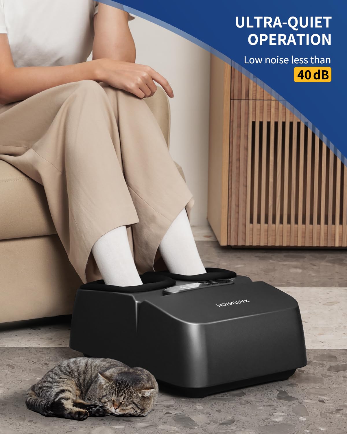 MOUNTRAX Foot Massager Machine with Heat, Foot Massager for Plantar Fasciitis, Neuropathy Pain, Shiatsu Foot Massager with Remote, Fits Feet Up to Men Size 12 (Black)