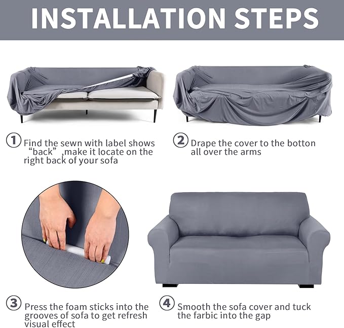 Peryiter 3 Pcs Couch and Loveseat Covers Set Sofa Cover