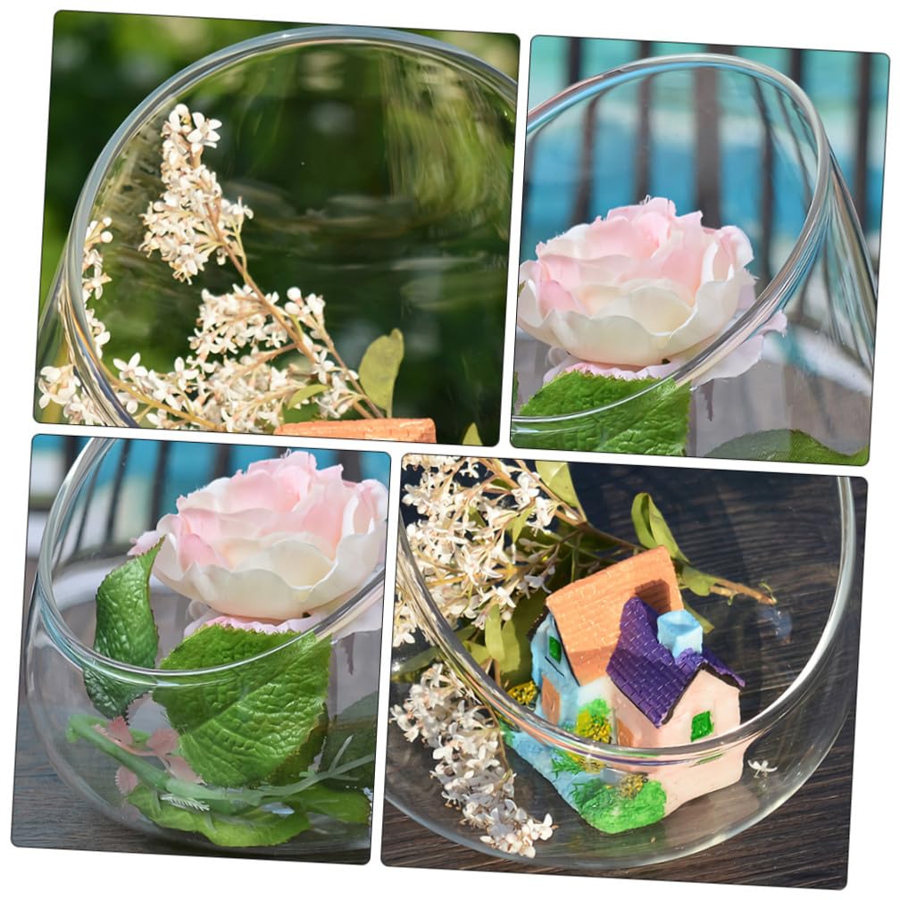 ETHZZLE 2pcs Clear Glass Terrarium Bowls Cut Flower Vases for Succulents and Air Plants Removable Terrarium Bowls for Home Decor for Table and Balcony Display