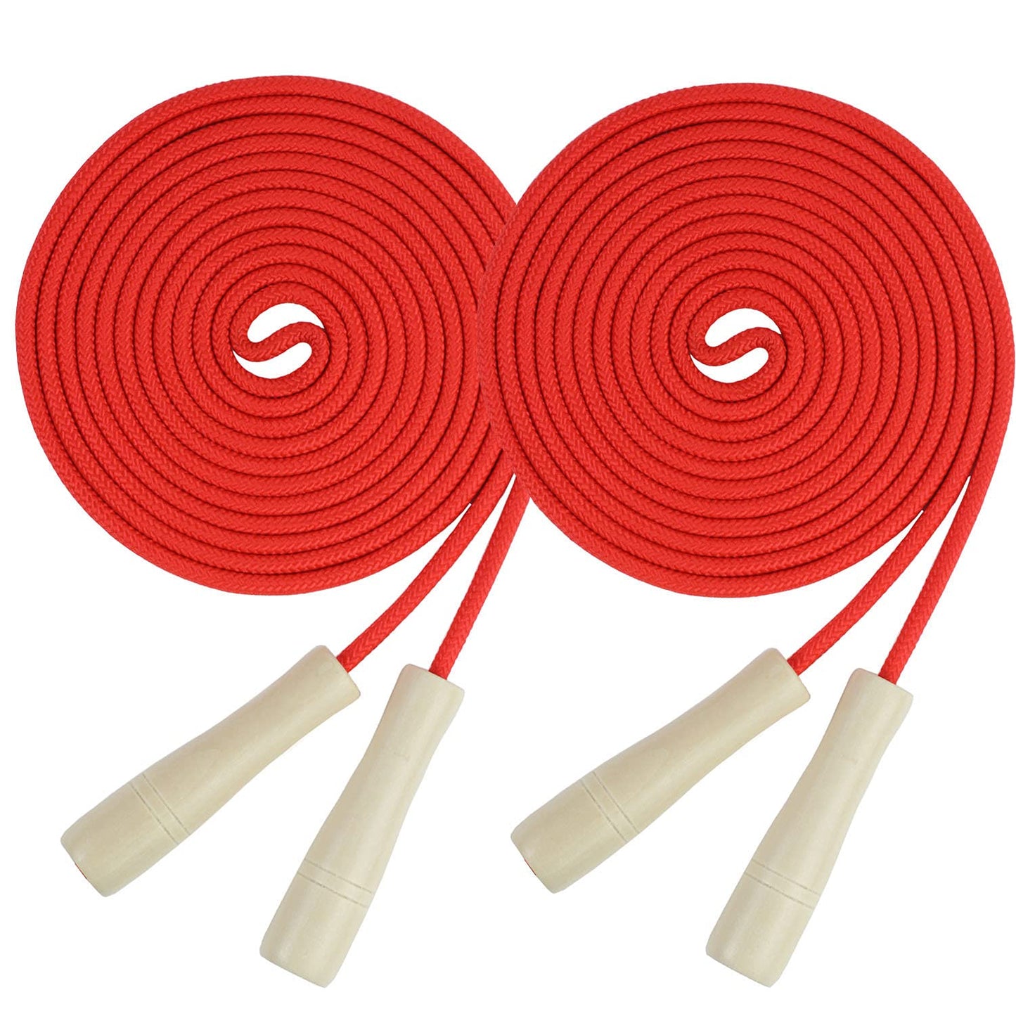 Double Dutch Jump Rope 16 ft 2 Pack, Adjustable Long Skipping Rope with Wooden Handle, Multiplayer Team Jumping Rope for Kids Adults, Long Enough for 5-6 Jumpers