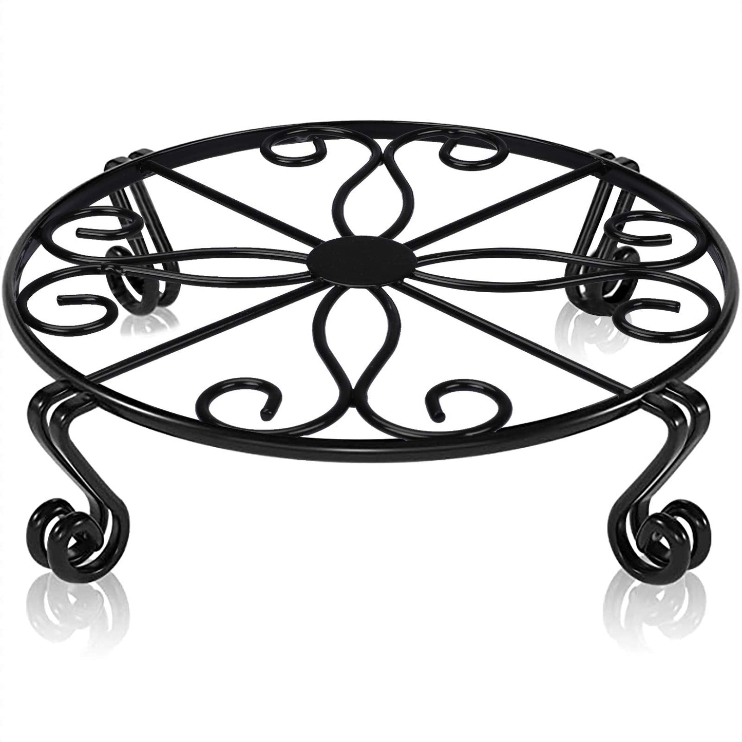 Autopromake 12"x3.1" Black Plant Stand for Flower Pot Heavy Duty Potted Holder Indoor Outdoor Metal Rustproof Iron Garden Container Round Supports Rack for Planter Bronze,Pumpkin Stand Outdoor