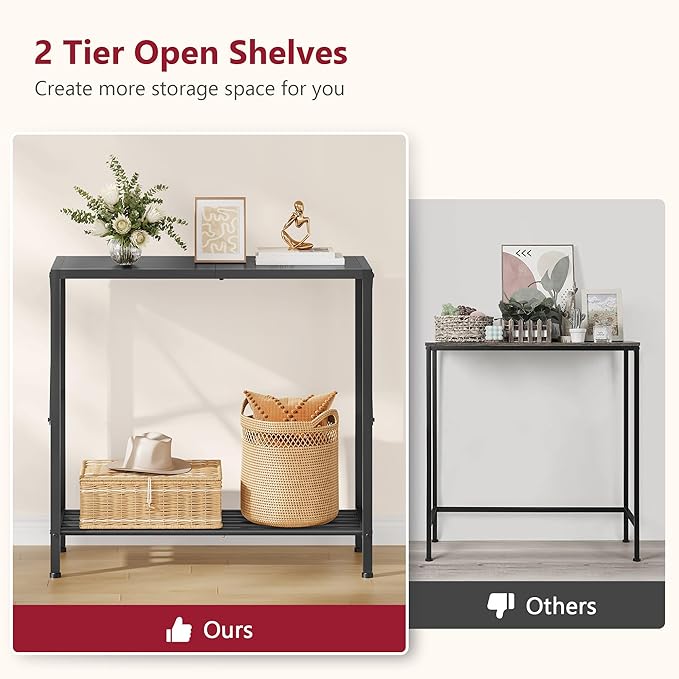 Tajsoon Small Entryway Table, 2-Tier Narrow Consle Table