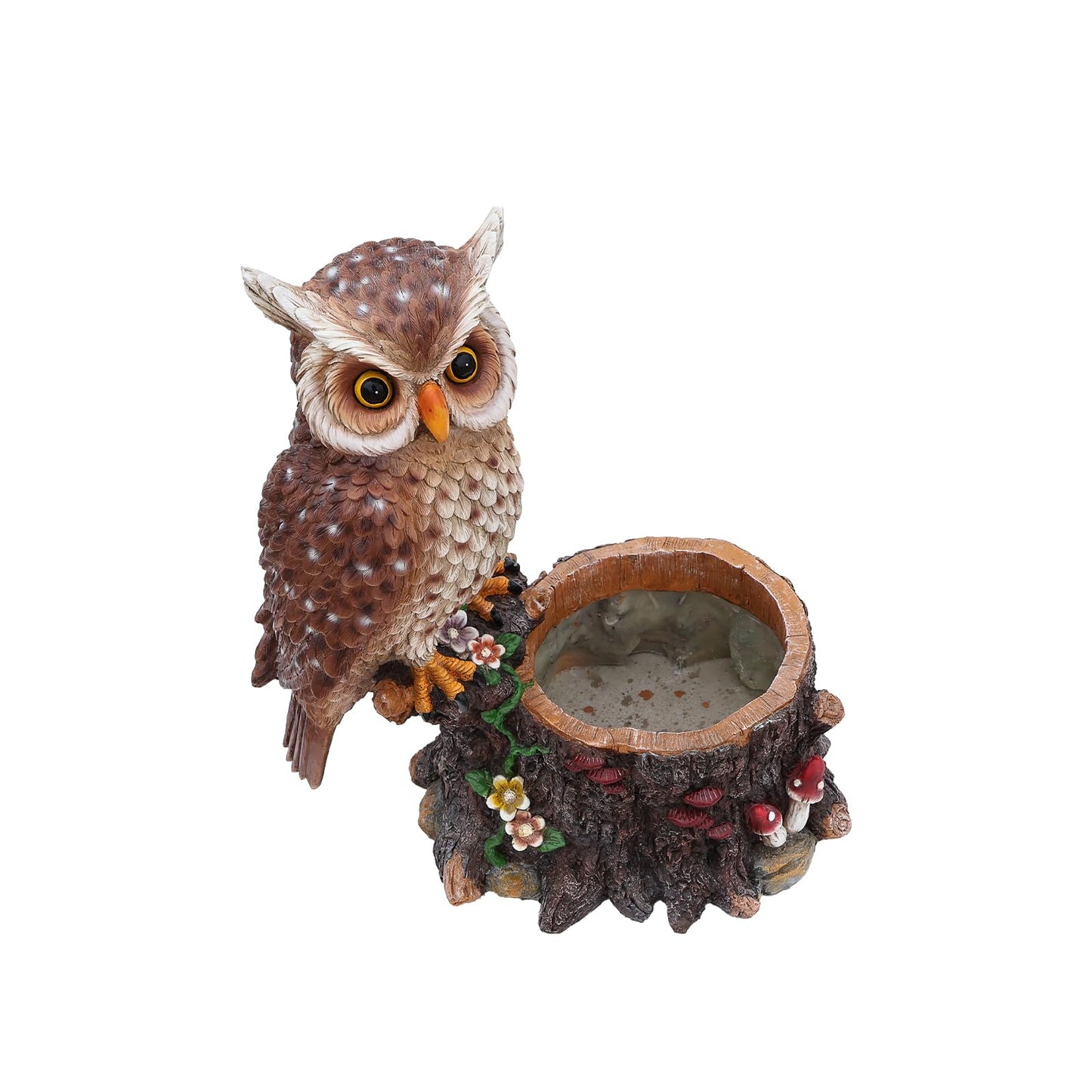 Decorative Owl Flower Pot Resin - Hand-Painted Animal Succulent Planter, Small Bonsai Pot with Drainage, Whimsical Garden Statues for Patio Balcony, Creative Birthday Gift Idea for Women Mom Friends