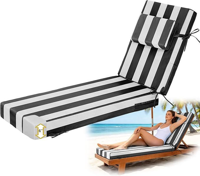 Chaise Lounge Cushions Outdoor 80x26x6 Inch, Fade Resistant 6'' Thicken Outdoor