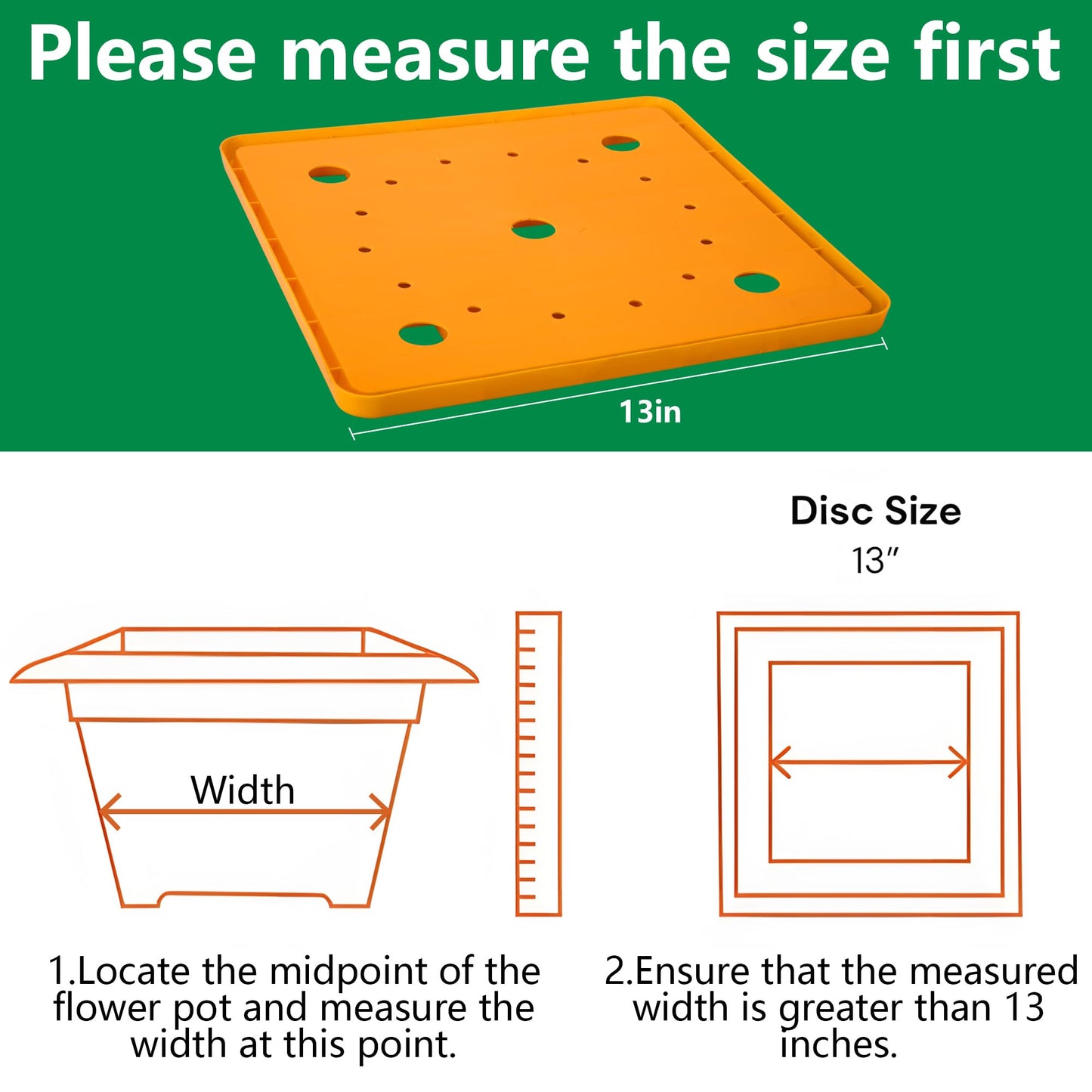 LFUTARI 13" Square Planter Insert, Reusable Large Plant Pots Insert with Liner, Plastic Planter Pot Fillers for Indoor and Outdoor 16''-19'' Plants Containers (Actual Size 13x13)