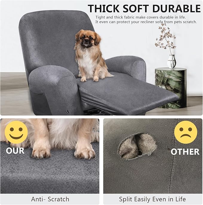 ANARACHON Recliner Chair Covers Leather Like, 4 Pieces Recliner Cover