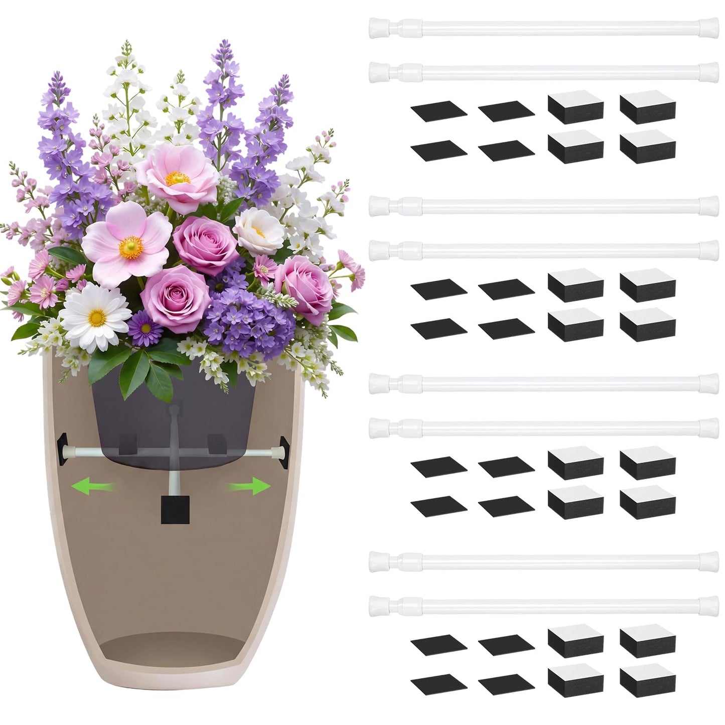 Novabright 4 Pack Adjustable Plant Risers 12-20" Planter Inserts for Inside Pots, Pot Fillers for Indoor Outdoor Conical, Round, and Square Tall Planters, Easy to Install