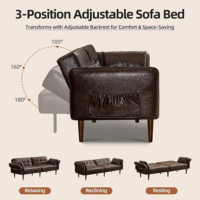 HALLYBEE 85” Futon Sofa Bed, Sleeper Sofa, Small Couch