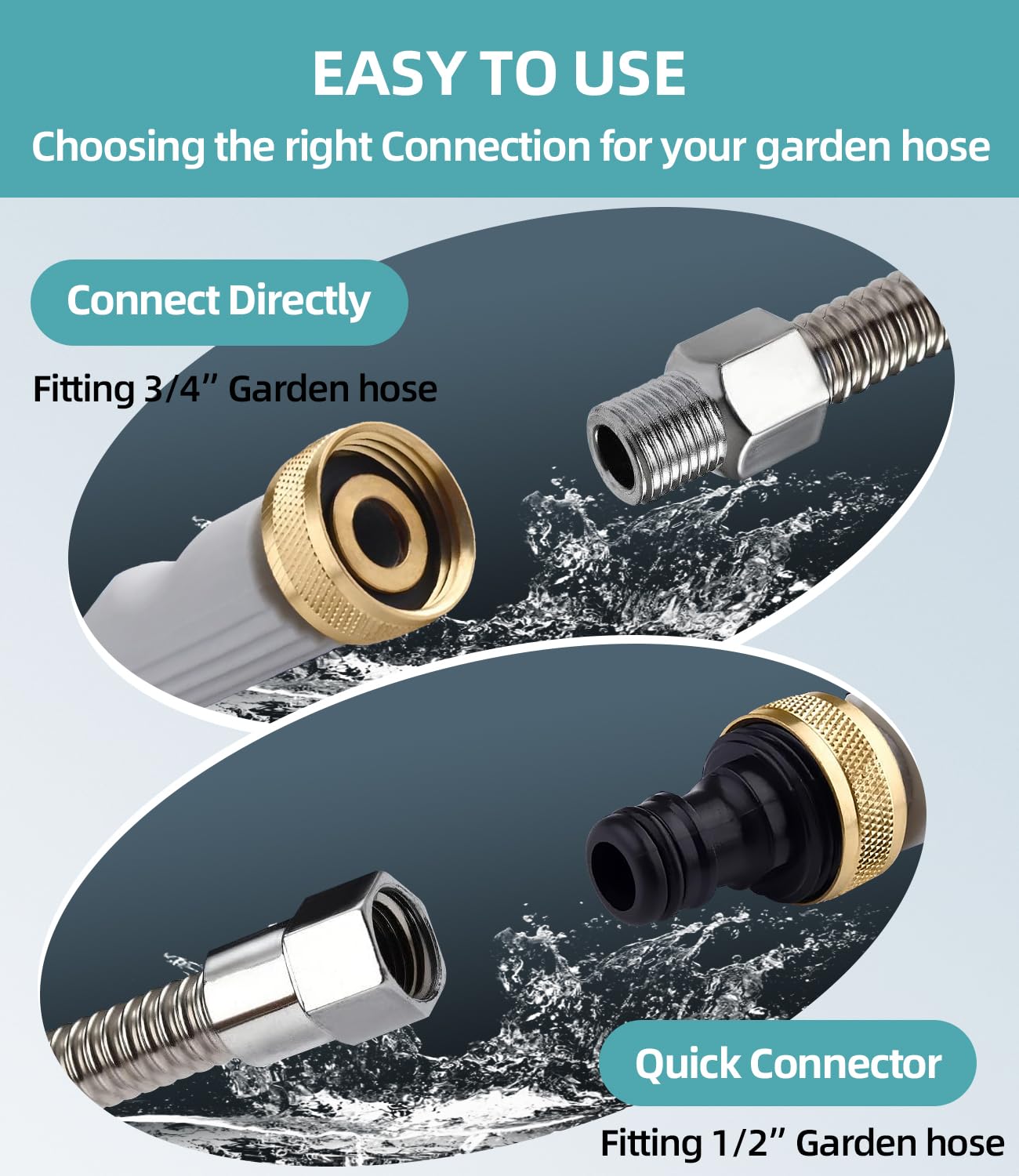 Jet Nozzle Power Washer Wand Hose Nozzle, Hydro Jet High Pressure Watering Sprayer Tool with 3 Different Nozzles, Water Hose Nozzle with Quick Connectors for Car, Gutter, Window Washing,Grey