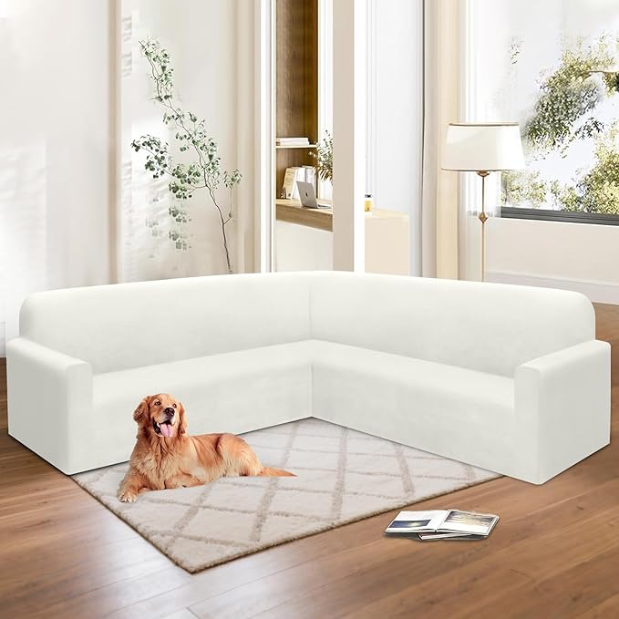 HDCAXKJ Corner Sectional Couch Covers Velvet Stretch L Shape Sofa Cover Soft
