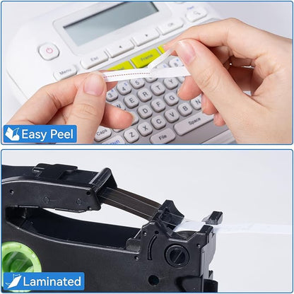Labelife 6mm Label Tape TZe-211 Replacement for Brother P Touch TZe TZ Tape 6mm 0.23 Laminated White Label Tape TZe211 TZ-211 for Brother Label Maker PT-D210 PT-D220 PT-H110 PT-D200, 1/4 Inch, 5-Pack