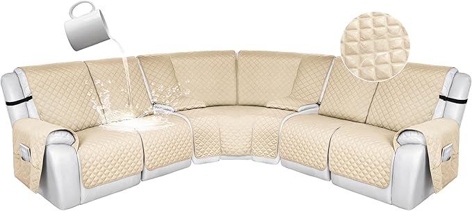 HDCAXKJ 100% Waterproof Reclining Sectional Couch Covers L Shape Recliner Sofa