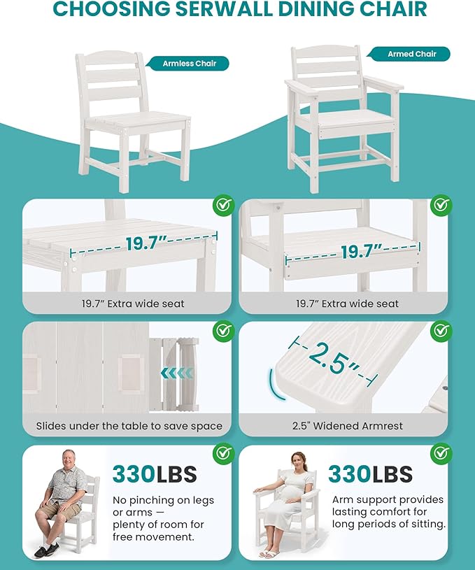 SERWALL Outdoor Dining Set for 8 – HDPE Patio Set