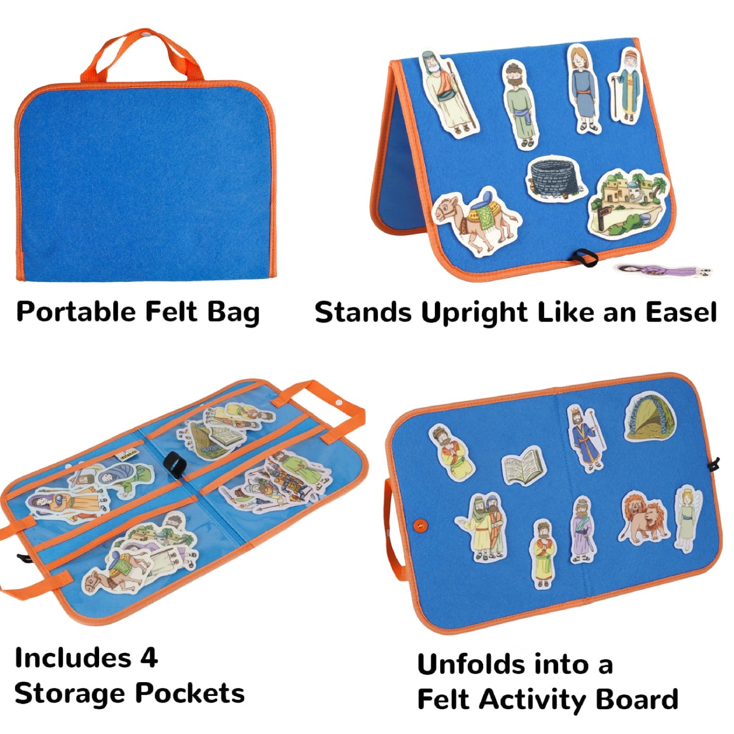 CHEFAN Bible Stories Felt Board Set for Kids, 4 Interactive Old Testament Stories for Sunday School, Christian Preschool Learning Toy