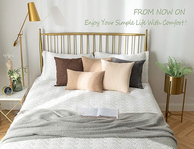 Stellhome Linen Throw Pillow Covers Square Solid Burlap Cushion Covers