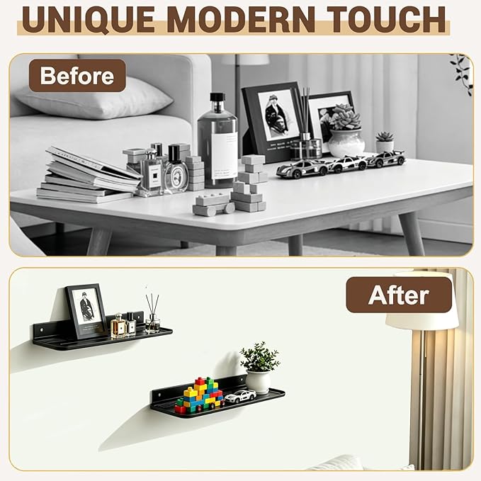 2pc Wall Mounted Floating Shelf, Self Adhesive Small Shelf, No Drill Shelves