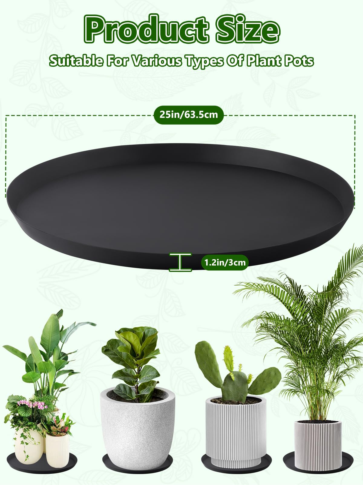 Kalolary 25 Inch Plant Saucer for Potted Plant Silicone Plant Trays Plant Saucer Growing Tray Heavy Sturdy Silicone Plant Drainage Saucers Plant Drip Trays for Pots Seed Starter Growing Trays