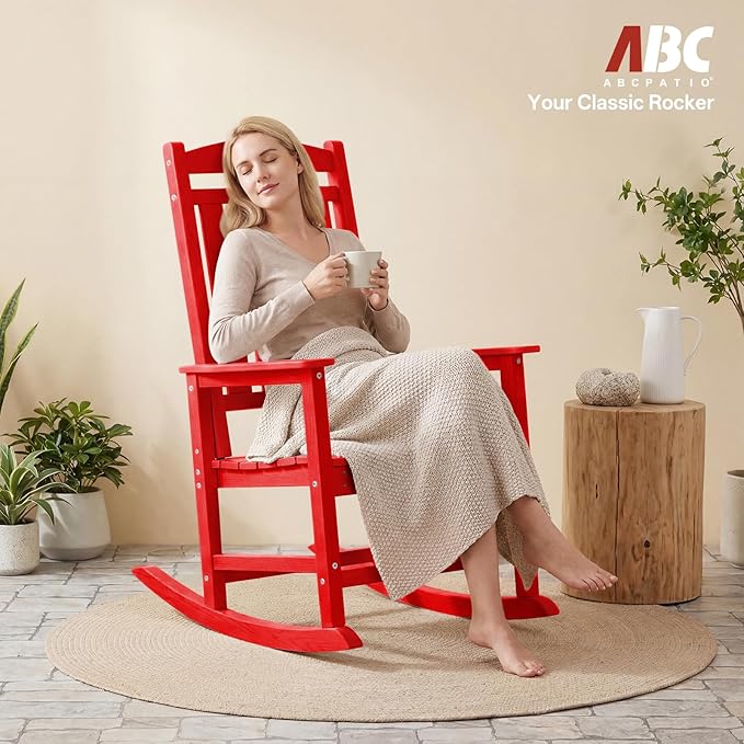Outdoor Adirondack Rocking Chairs All-Weather HDPE Patio Rocker Chair