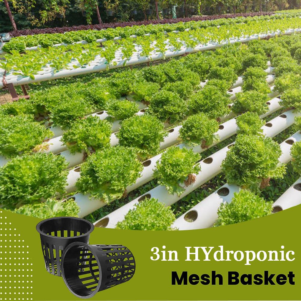 CHTASO 50 PCS 3 Inch Heavy Duty Net Pots,Hydroponic Cups,Garden Slotted Mesh Net Cups,Plant Nursery Net Pots for Hydroponics