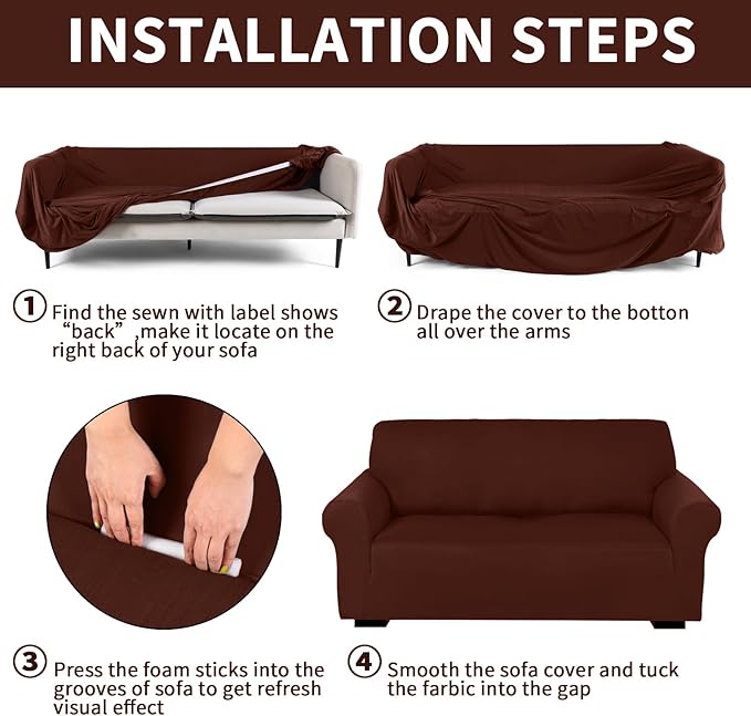 Peryiter 3 Pcs Couch and Loveseat Covers Set Sofa Cover