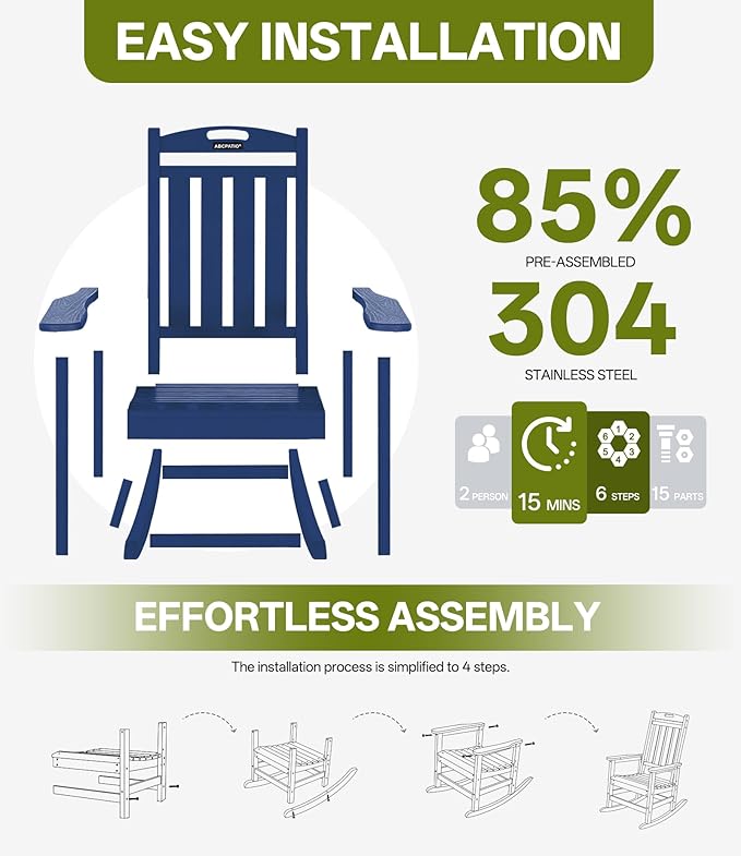 Outdoor Adirondack Rocking Chairs All-Weather HDPE Patio Rocker Chair