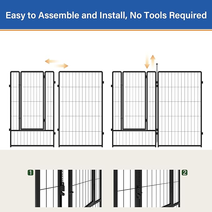 Dog Playpen 36 inch 12 Panels for Indoor & Outdoor Use – Heavy-Duty Metal Pet Fence with Ground Stakes, Rounded Ball Tops for Safety, Stable & Foldable Design, Easy to Assemble