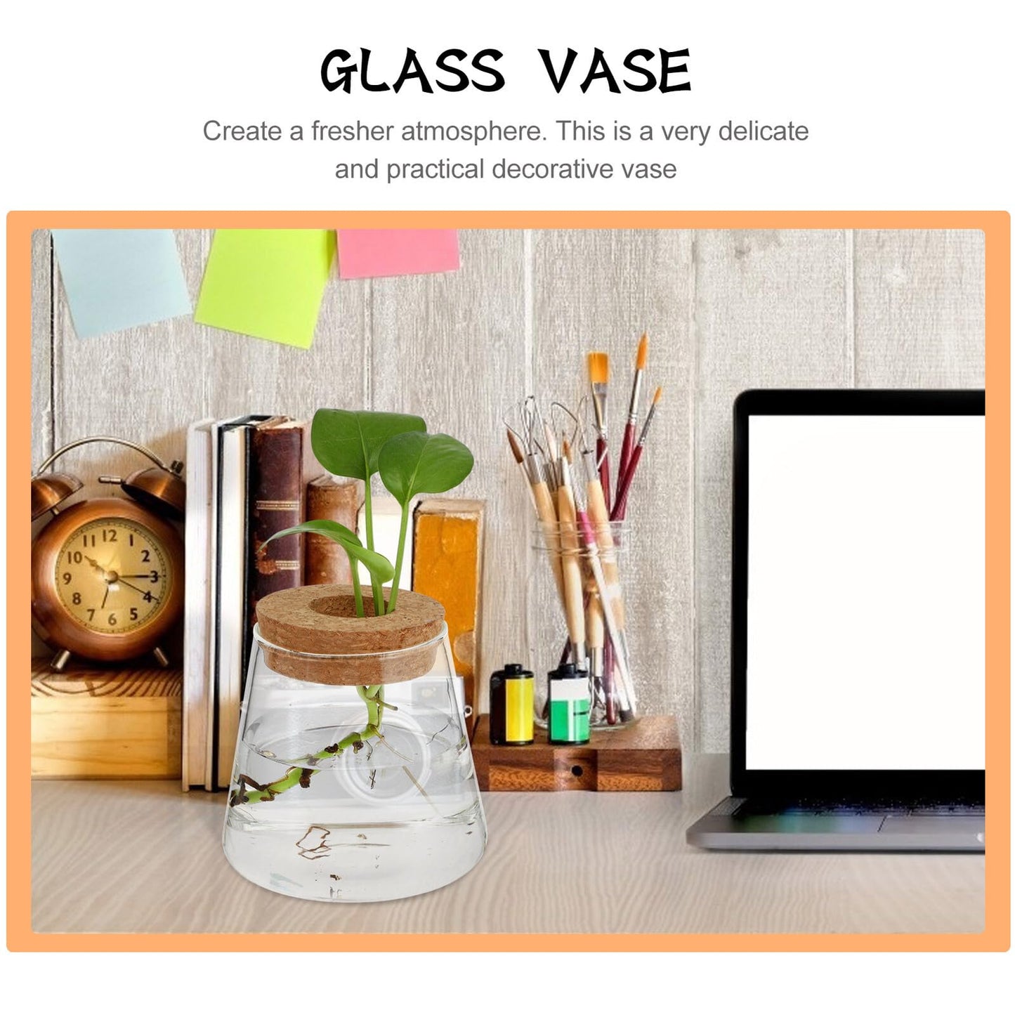 GRIRIW 2pcs Hydroponic Plants Vase Glass Planter Small Desktop Terrarium Container for Water Plant Propagation Home Office Décor