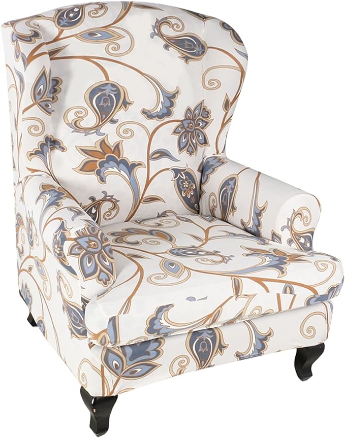 HAOYONG Wing Chair Slipcovers Printed Wingback Chair Covers 2 Pieces Wingback