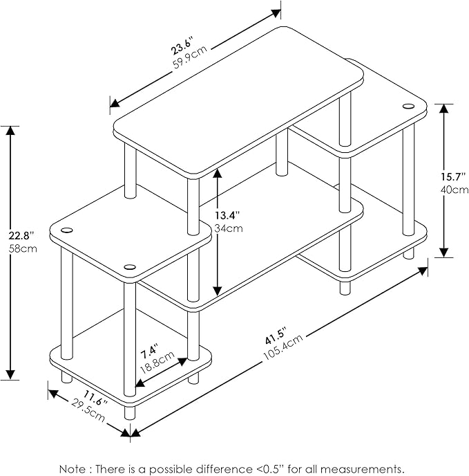 Furinno Turn-N-Tube No Tools Entertainment TV Stands, Beech/White, Square Corner