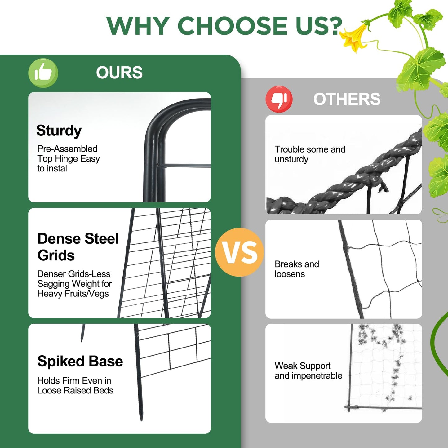 2 Pack Metal Heavy Duty 50"x17" Adjustable A-Frame Trellis,Rust-Proof Metal Garden Trellis for Raised Bed Climbing Plants,Cucumber,Tomatoes Outdoor