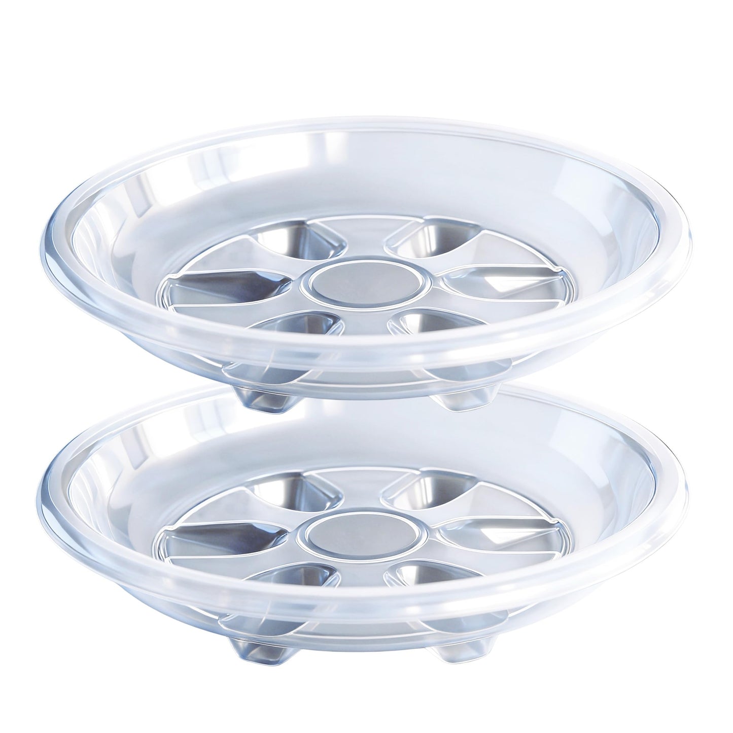 OVZILKI 2 Pack of Plant Saucer 10 inch, Heavy Duty Clear Plastic Plant Trays, Plant Pot Saucers, Plant Water Tray for Planters