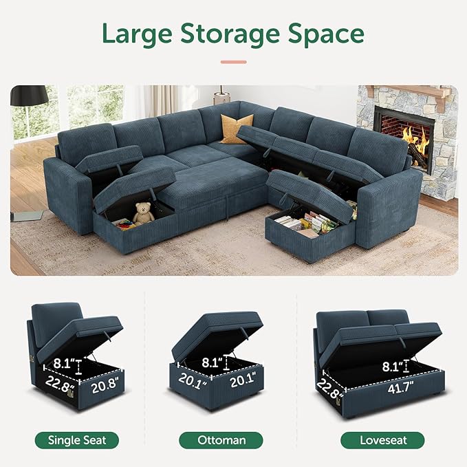 HONBAY Modular Sectional Sleeper Sofa