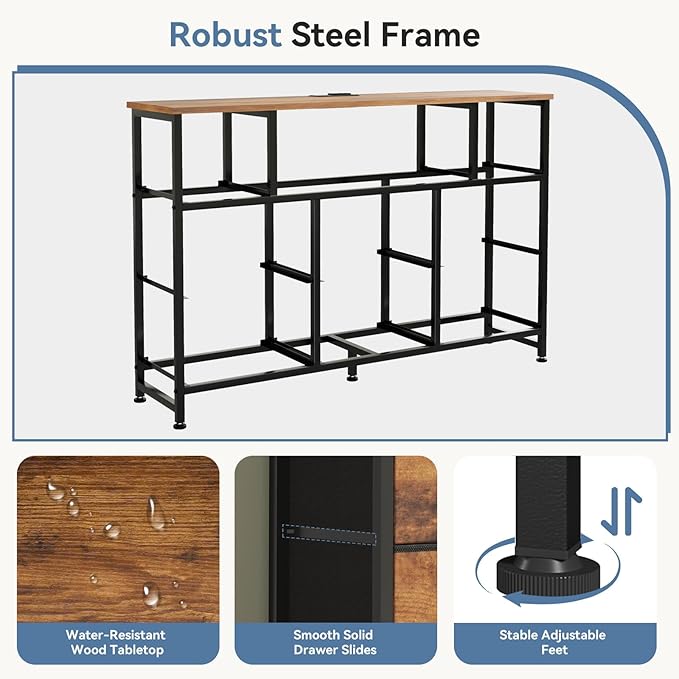 DUMOS TV Stand Dresser with 8 Fabric Drawers and Open Shelves, LED
