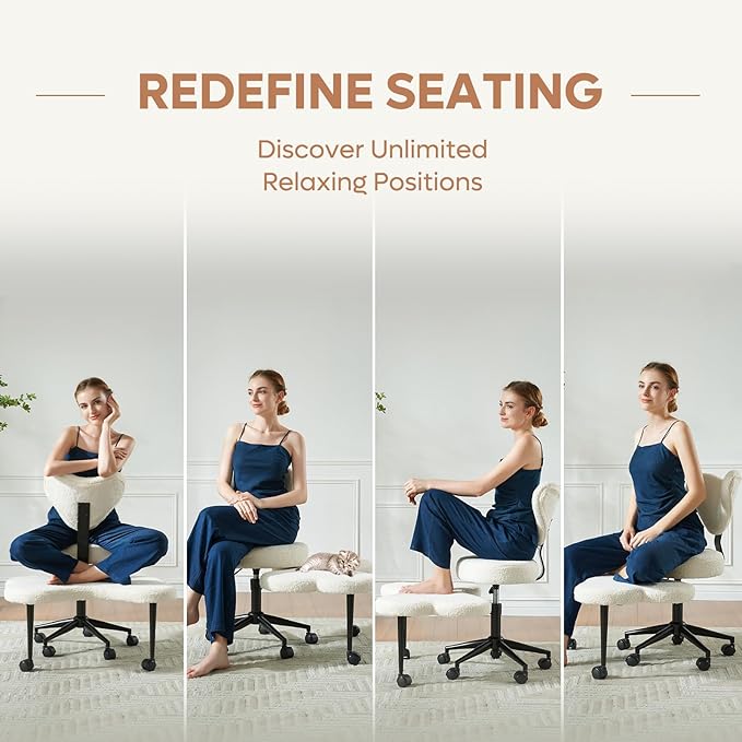 Pinmoco Ergonomic Cross Legged Chair, 360° Swivel Meditation Chair