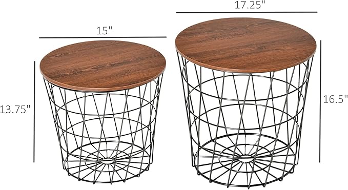 HOMCOM End Tables Set of 2, Nesting Tables
