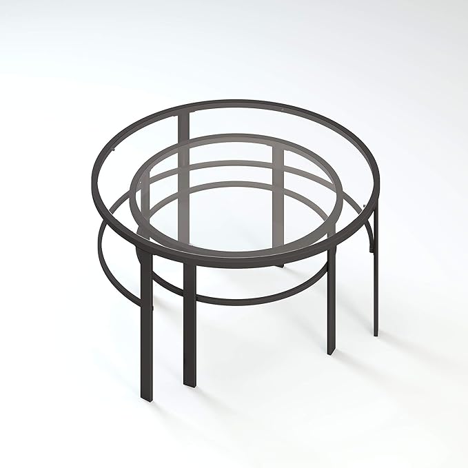 Henn&Hart Round Nested Coffee Table in Blackened Bronze, Coffee Table coffee