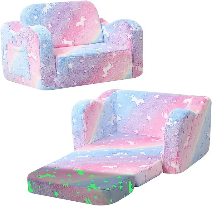 MeMoreCool Glowing Rainbow Unicorn Kids Chair