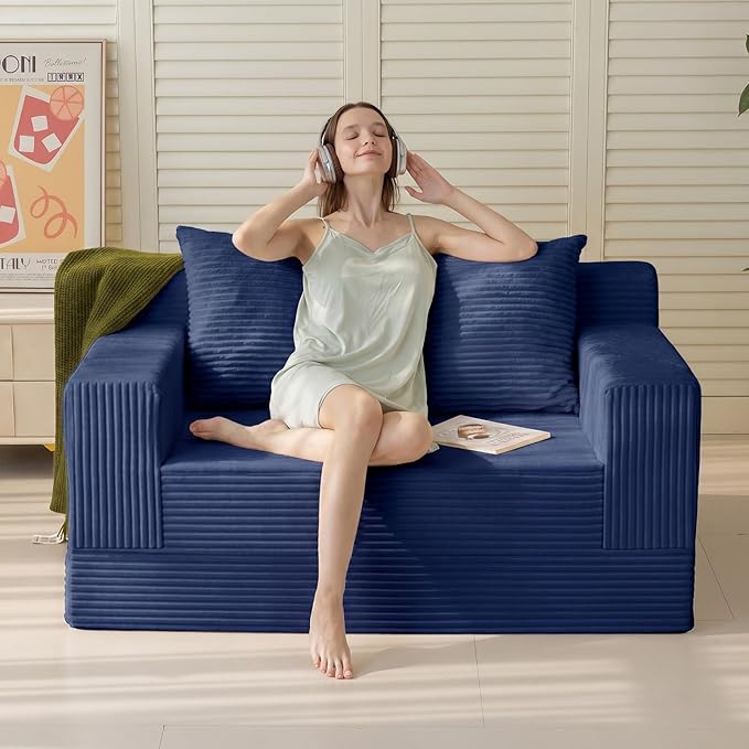 Erament Boneless Loveseat Convertible Sofa Bed, Folding Floor Futon Sleeper