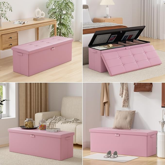 DocSafe Storage Ottoman Bench, Fireproof＆Waterproof Folding Bench