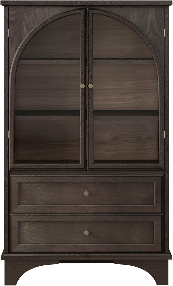 52" Tall Display Cabinet with Glass Doors, Glass Display Case Storage Cabinets