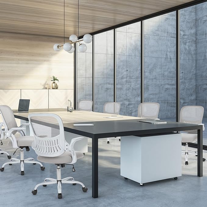 Sweetcrispy Office Computer Desk Chair, Ergonomic Mid-Back Mesh Rolling Work