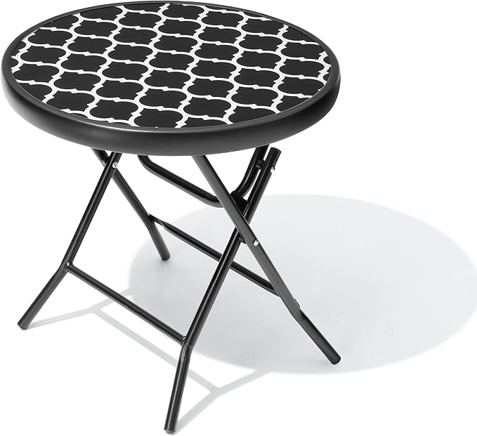 Foldable Patio Side Tables, 17.7" Small End Table Outdoor Weatherproof