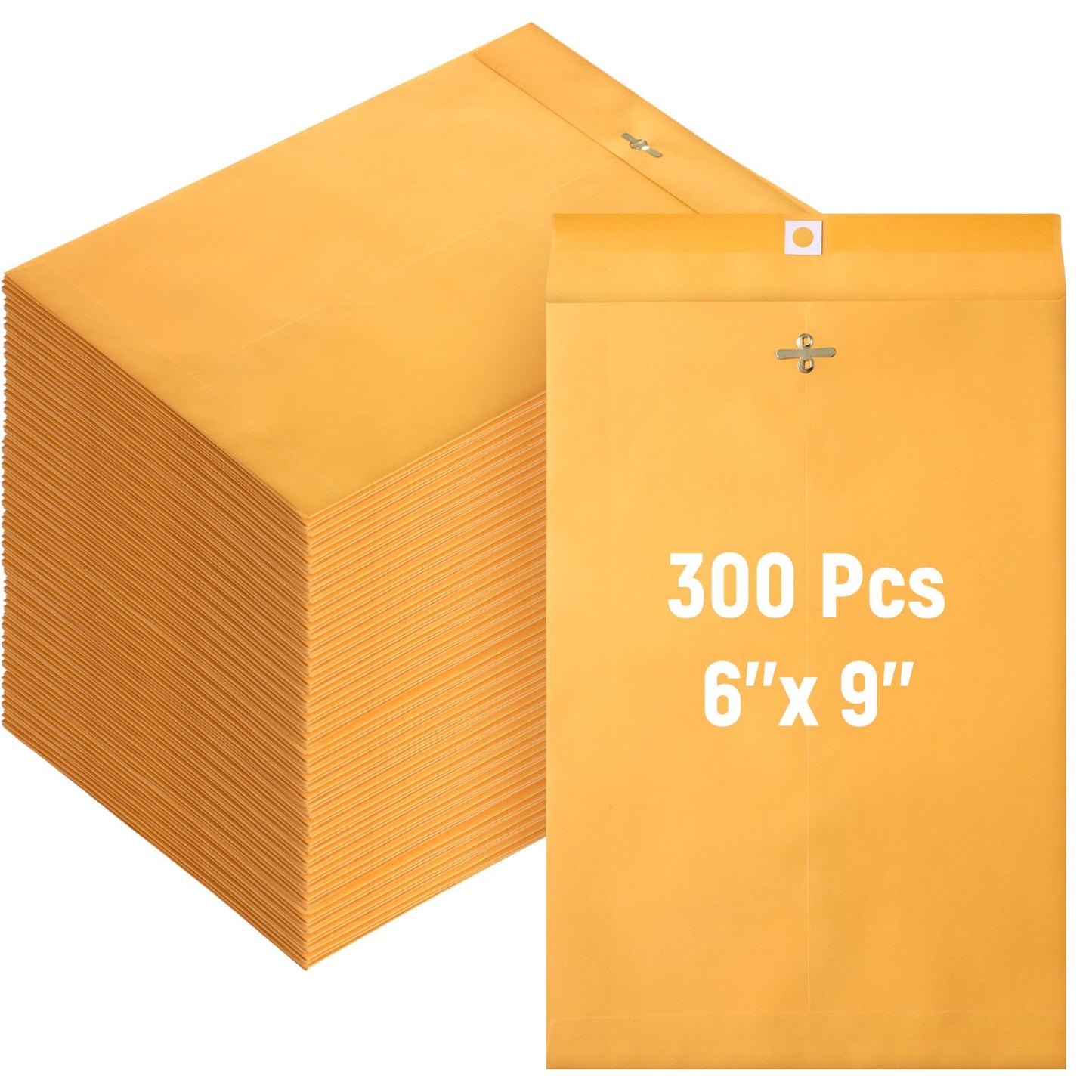 Ctosree 300 Pcs Manilla Envelopes Clasp Envelopes Bulk Brown Kraft Catalog Letter with Clasp Closure and Gummed Seal 28lb Heavyweight Paper (6 x 9 Inch)