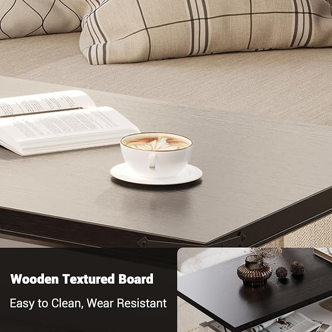 47.2" Lift Top Coffee Table, Hidden Storage Compartment, Lifting Tabletop