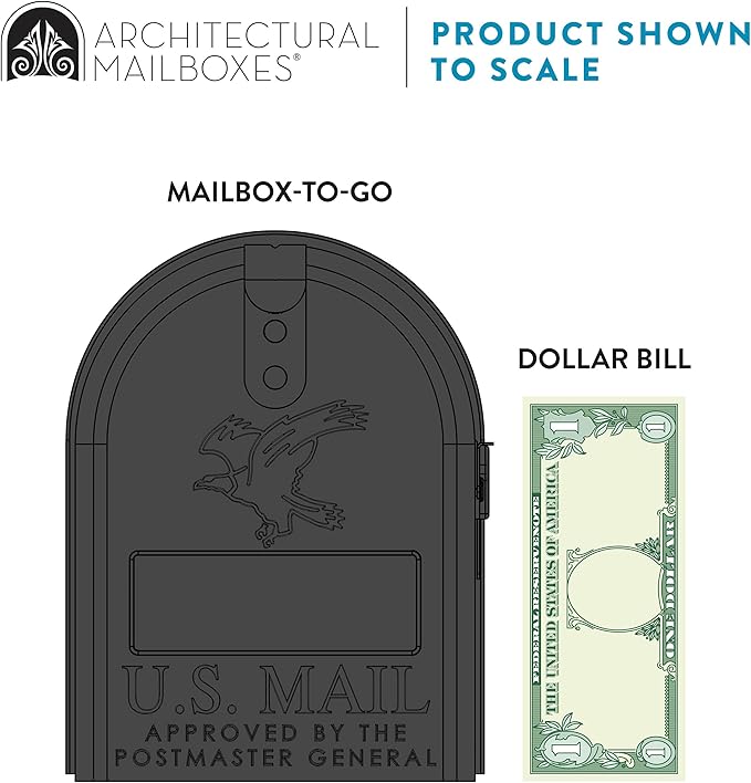 Architectural Mailboxes Mailbox to Go Galvanized Steel Mailbox and Post Kit, MC11KITBAM, Black, Medium Capacity