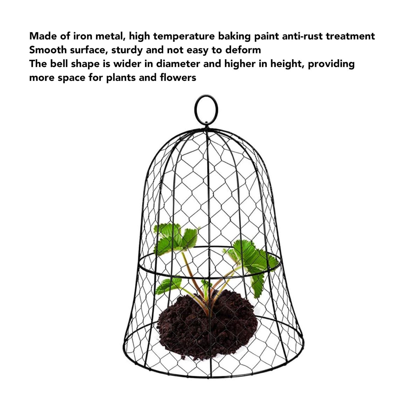 Garden Chicken Wire Cloche 10 Pack Garden Cloches for Plants Wire Plant Protectors from Animals Bell Shape Design Hook on the Top Thickened Iron Construction for Seedlings Shrubs Protection