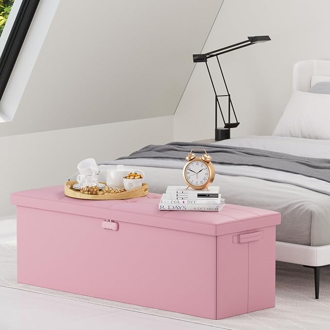 DocSafe Storage Ottoman Bench, Fireproof＆Waterproof Folding Bench