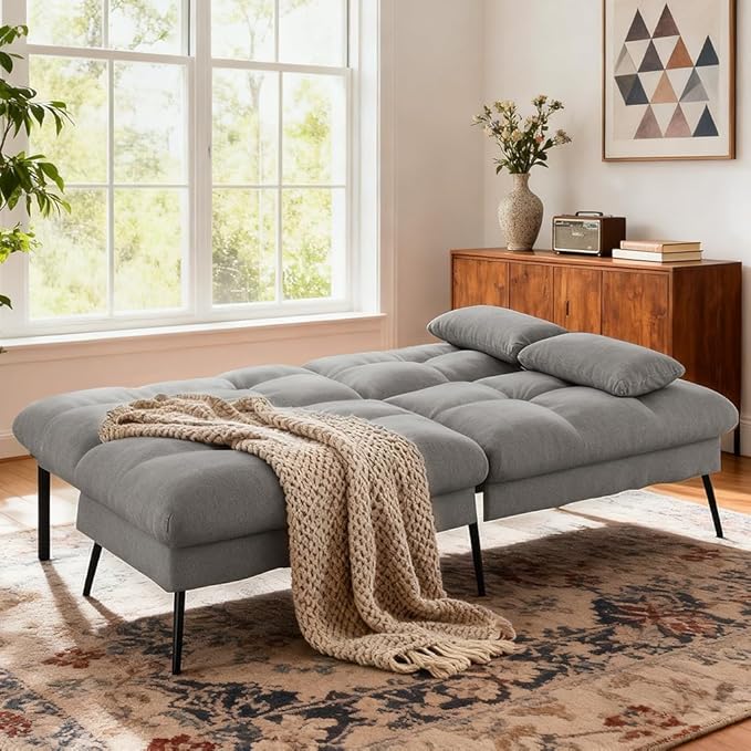 COMHOMA 72″ Futon Sofa Bed, Convertible Fabric Couch