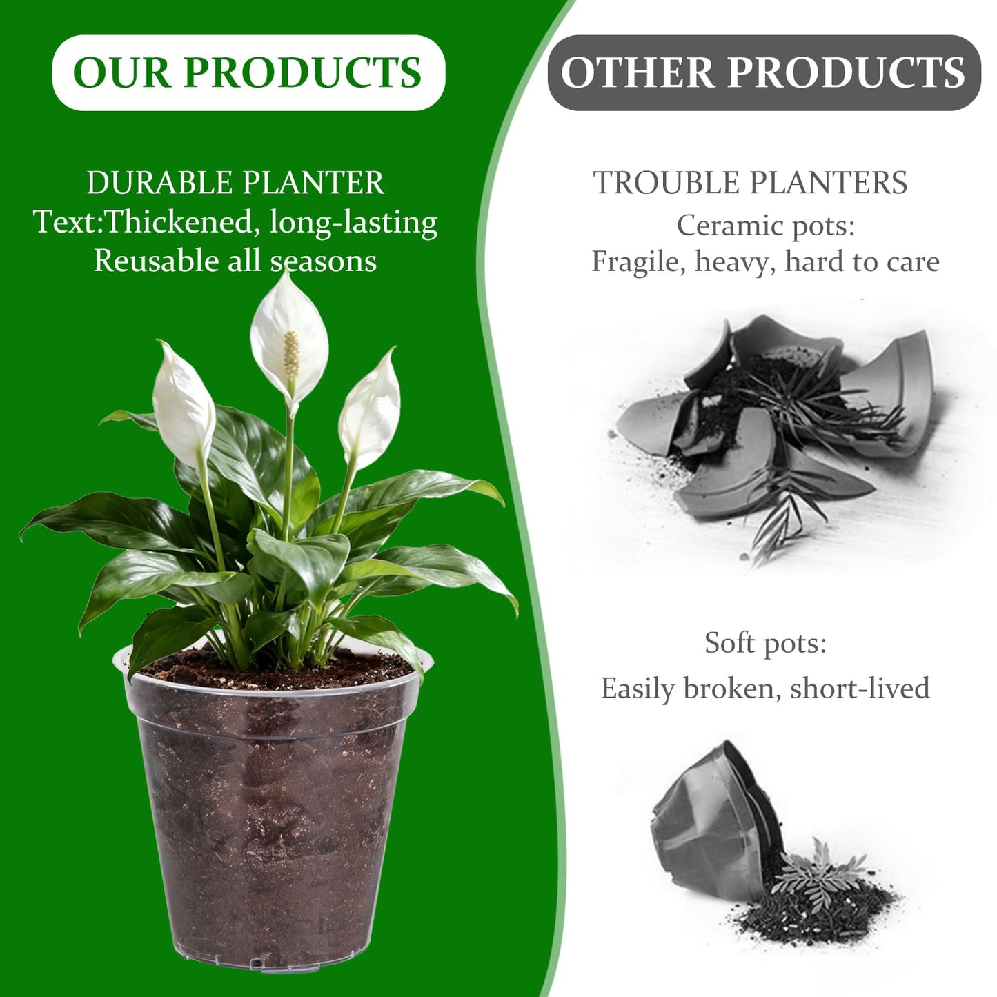 Simihiran 9 Pcs 8/10/12 Inch Large Clear Nursery Pots with Drainage Holes - Variety Pack Transparent Plant Pots for Orchids Succulents Indoor Outdoor Root Health