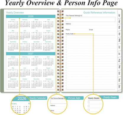 2026 Appointment Book & Planner - Hourly Planner from January 2026 - December 2026, Weekly Appointment Book 2026 with 30-Minute Interval, 6.4" x 8.5", Green